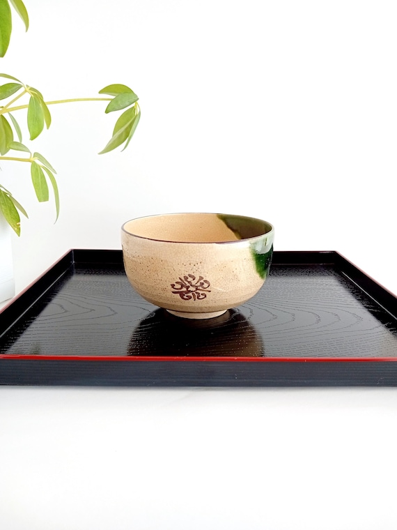 Vintage Oribe Yaki Matcha Bowl: Chawan japonés hecho a mano