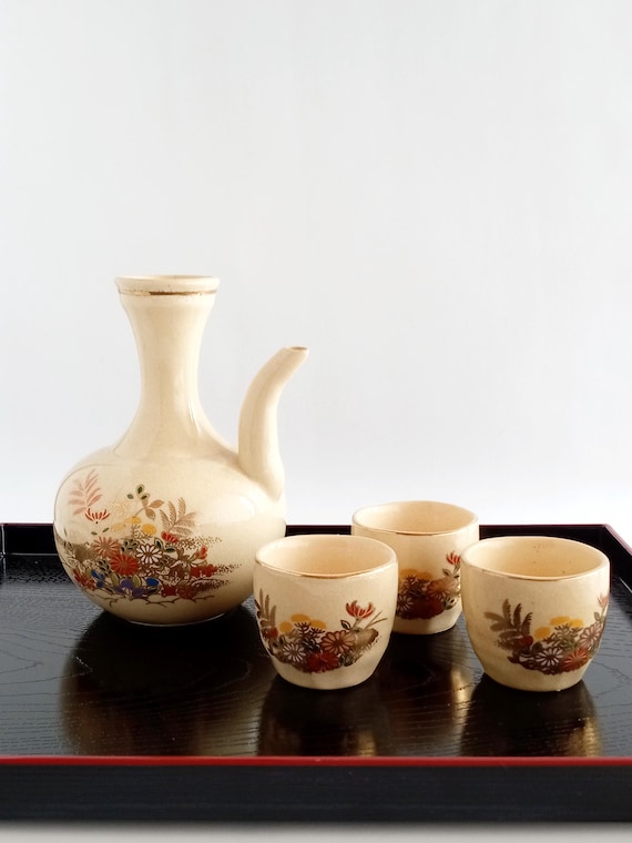 酒器 時代物を含む 薩摩焼 徳利 2本 ぐい呑み 1ヶ - ヴィンテージ