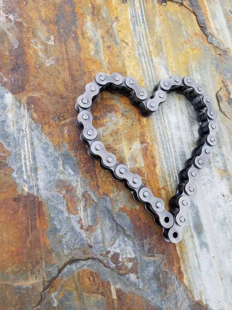 Chain heart chain art welded art decor industrial decor Etsy