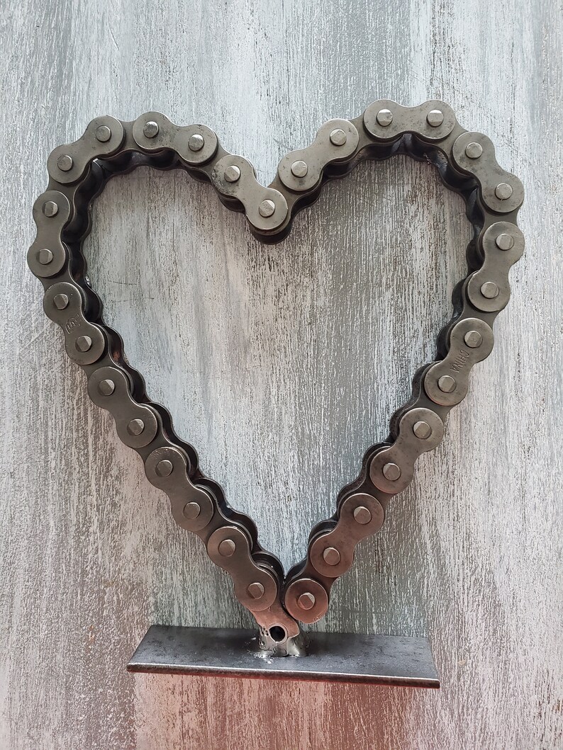 Chain heart chain art welded art decor industrial decor Etsy