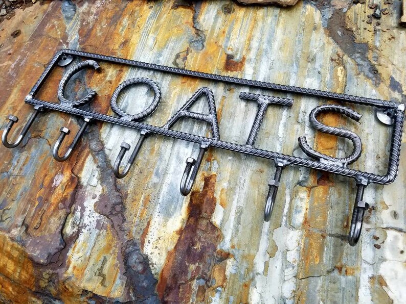 Industrial 6 Hook Rebar Coat Rack Wall Mount Etsy