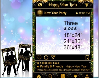 Instagram New Year Photo Booth Frame New Year Printable Props INSTANT DOWNLOAD Social Media New Year Party Decor
