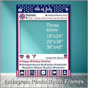 Instagram 4th of July Photo Booth Frame Printable Independence Day Patriotic Props Fourth of July INSTANT DOWNLOAD Social Media Party Decor image 1