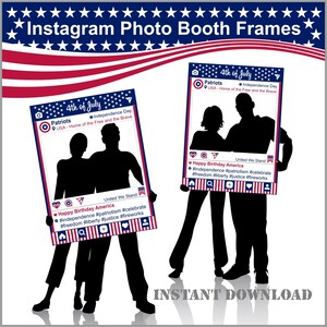 Instagram 4th of July Photo Booth Frame Printable Independence Day Patriotic Props Fourth of July INSTANT DOWNLOAD Social Media Party Decor image 2