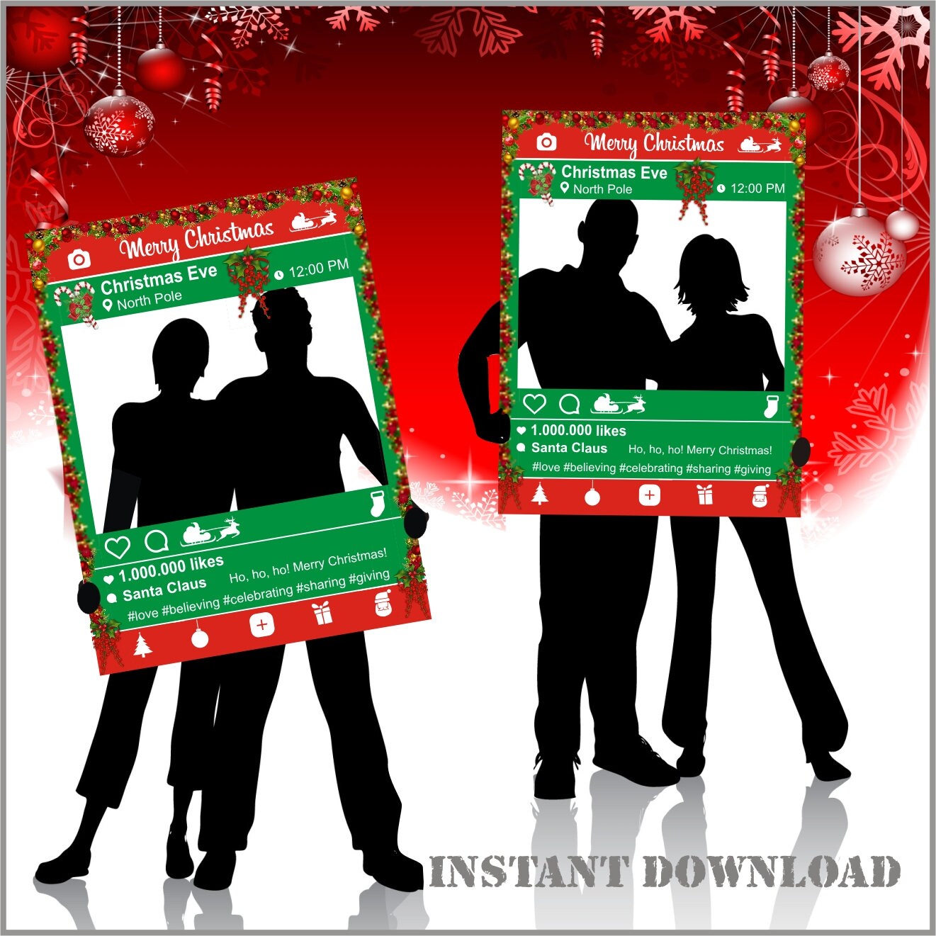Instagram Christmas Photo Booth Frame Christmas Printable - Etsy