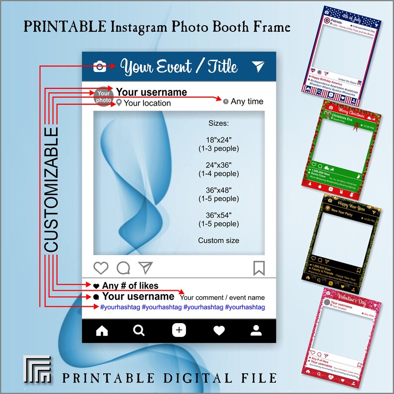 Instagram Photo Booth Frame Cutouts Printable Props