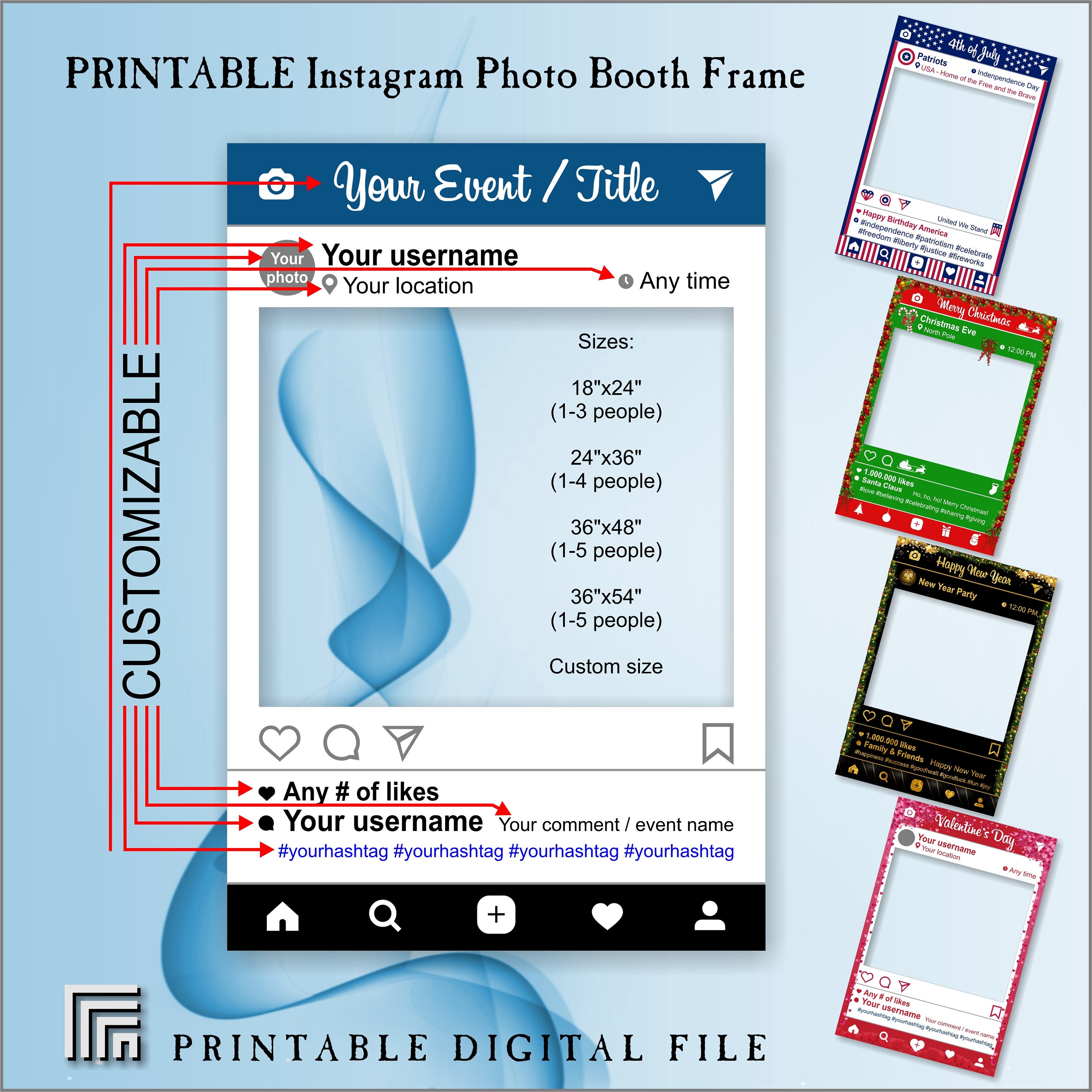 Instagram Photo Booth Frame Instagram Cutouts Printable Props Etsy