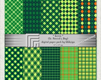 Digital Paper Pack, INSTANT DOWNLOAD, Printable, Scrapbook, Background, Clip Art, Clipart, St. Patrick's Day Paper Pack, Gift Wrapping, DIY