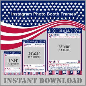 Instagram 4th of July Photo Booth Frame Printable Independence Day Patriotic Props Fourth of July INSTANT DOWNLOAD Social Media Party Decor image 3