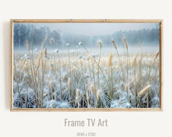 Samsung Frame TV Art, White Wildflowers in snow, Wild Flower Meadow, Art For Frame Tv, Digital Download Frame TV Art | TV33