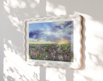 In The Meadow — Original Soft Pastel Print, Garden Wall Art, Botanical Home Decor, Floral Greenery, Impressionistic Painting