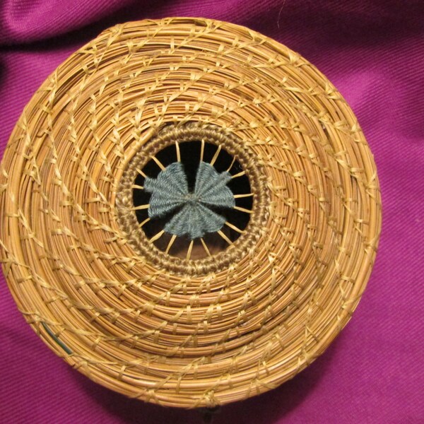 Pine Needle Basket with attached cover