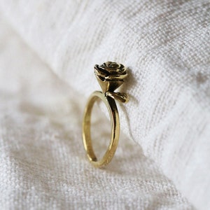 Rose Ring / Linen Jewelry / Everday Jewelry / Rose Jewelry / Rose Brass Ring
