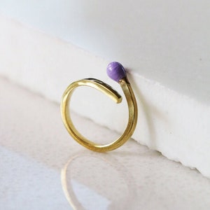 Purple Match Ring / Linen Jewelry / Match Ring / Style Ring / Brass Ring / Hipster Jewelry / Modern Rings