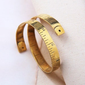 Gold Measure Tape bangle,Gold Measure Tape Cuff,Gold Measure Tape Bracelet,Gold Textured Measure Tape HandCuff,Measure Tape Cuff image 1