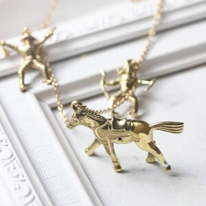 Cowboy Toy Necklace / Cowboy Charm / Gold Toy Necklace / Everyday Necklace / Linen Jewelry