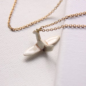 White Paper Origami Bird Necklace,Charm Paper Bird Origami Pendant,Everyday Jewelry,Bird Origami Necklace,Paper Bird Pendant,Animal Pendant