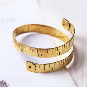 Gold Measure Tape bangle,Gold Measure Tape Cuff,Gold Measure Tape Bracelet,Gold Textured Measure Tape HandCuff,Measure Tape Cuff image 2