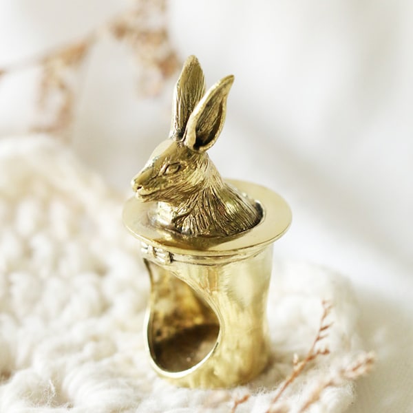 Golden Rabbit Ring,Charm Ring,Woodland Rabbit Ring,Nature Ring,Animal Ring,Layering Ring,Charm Gold Rabbit Ring