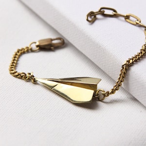 Paper Plane Origami Charm Bracelet - Handmade Jewelry