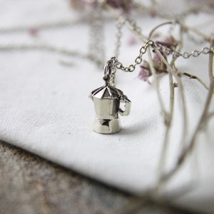 Moka pot necklace by Linen jewelry.