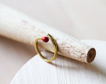 Charm Red Match Ring,Match Ring,Everyday Jewelry,Miniature Match Ring,Brass Match Ring,Layering Match Ring