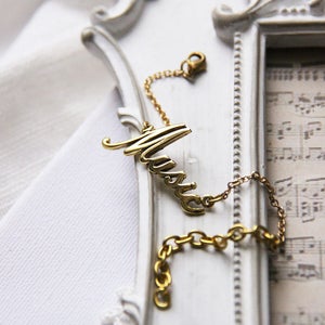 Music Bracelet / Gold Music Bracelet / Linen Jewelry / Linen Bracelet
