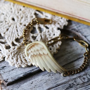 Bird Wing Bracelet / Linen Jewelry / Everyday Jewelry / golden bird wing / Handpainted Wing Bracelet