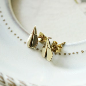 Charm Origami Paper Plane Stud Earrings,Paper Plane Origami Stud Earrings original made and design by Linen jewelry