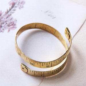 Gold Measure Tape bangle,Gold Measure Tape Cuff,Gold Measure Tape Bracelet,Gold Textured Measure Tape HandCuff,Measure Tape Cuff image 3