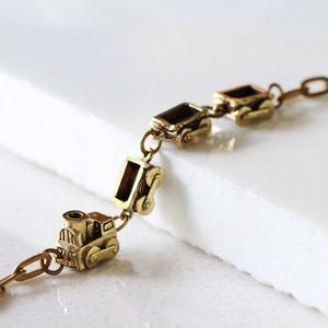 Bogey Train Bracelet / Linen Jewelry / Trains Bracelet / Brass Bracelet