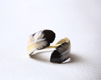 Painted Feather Ring,Designed Feather Ring,Feather Ring,Style Feather Ring,Miniature Feather Ring,Charm Feather Ring,Charm feather ring