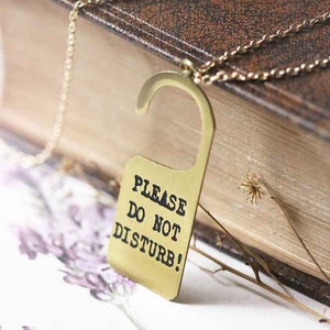 Sign Necklace / Do not Disturb Necklace / Linen Jewelry / Everyday Ncklace /