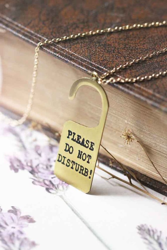 Sign Necklace / Do Not Disturb Necklace / Linen Jewelry / Everyday