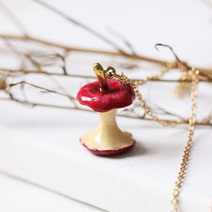 Red Apple Necklace,Charm Apple Necklace,Charm Red Apple Pendant,Miniature Apple Necklace,Painting Apple Necklace,Everyday Jewelry,