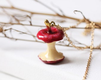 Red Apple Necklace,Charm Apple Necklace,Charm Red Apple Pendant,Miniature Apple Necklace,Painting Apple Necklace,Everyday Jewelry,