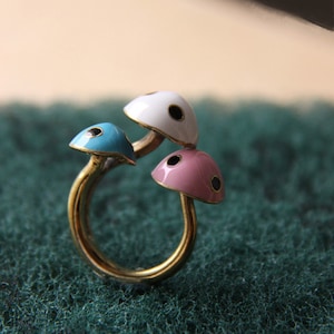 Mario Mushroom Ring / Linen Jewelry / Mushroom Ring / Brass Jewelry / Handcraft Ring / Style Ring / Everyday Jewelry
