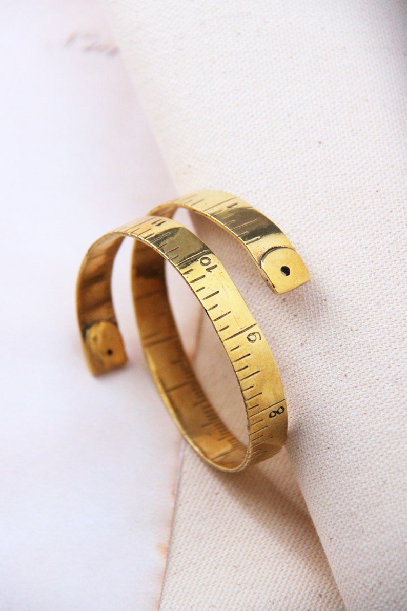 Gold Measure Tape bangle,Gold Measure Tape Cuff,Gold Measure Tape Bracelet,Gold Textured Measure Tape HandCuff,Measure Tape Cuff image 1