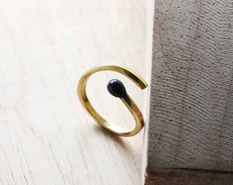 Charm black Match Ring, Match Ring, Everyday Jewelry. made and design by Linen jewelry