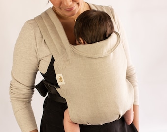 Marsupio porta-bebè ergonomico con clip in lino di lusso (lino) prodotto nel Regno Unito