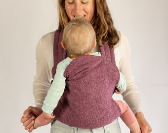 Tweed Unisex Best Winter MEZAYA Baby Carrier (Plum Herringbone Handwoven Authentic Harris Tweed Wool)