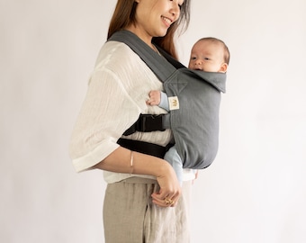 Linen Ergonomic Baby Carrier (Cinder Grey) UK Made