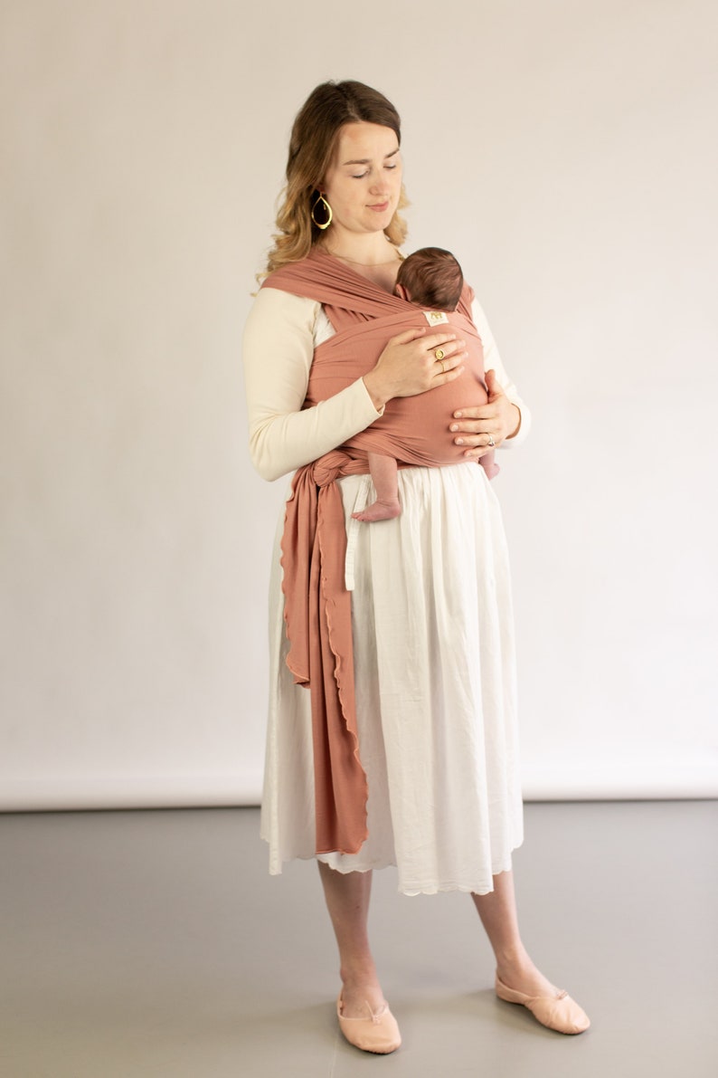 Newborn Baby Wrap Carrier stretchy UK made modal fabric , Adjustable Size, Safety Tested image 1