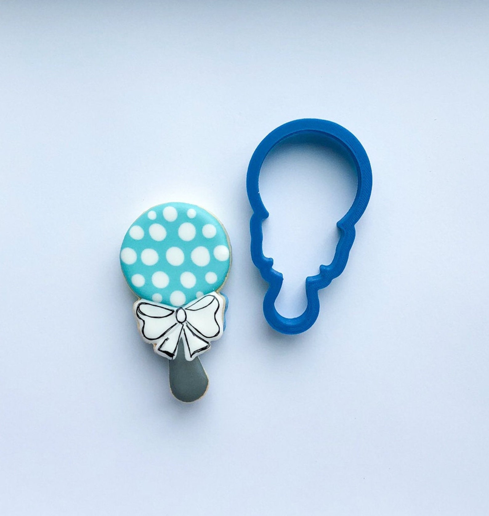 Baby Rattle With Bow Cookie Cutter Baby Shower Cookie Etsy