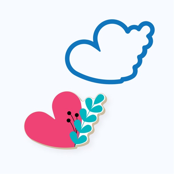 Heart Cookie Cutter | Valentines Day, Heart with Greenery Il_570xn