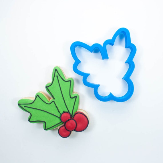 Christmas Cookie Cutter | Holly Leaves, Holly Berries, Winter, Cookies, Fondant, Craft, Polymer Clay, Mini Cutters