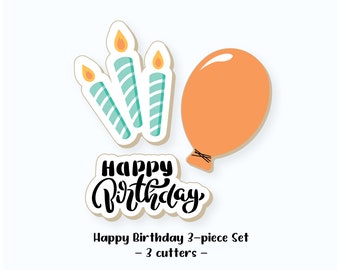 Birthday Cookie Cutters | Happy Birthday Cookie Cutters | Balloon Cookie Cutter | Candles Cookie Cutter | Happy Birthday Cookie Cutter