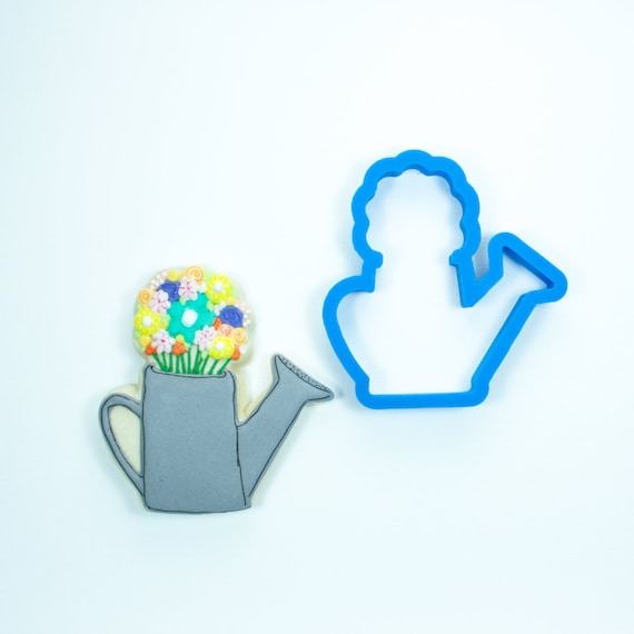 Watering Can with Flowers Cookie Cutter by Frosted Cookie Cutters