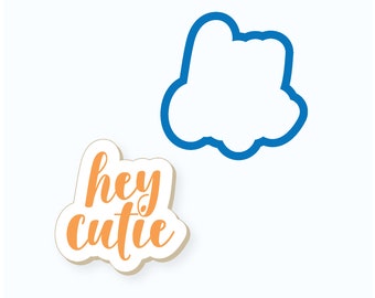 Baby Shower Cookie Cutter | Hey Cutie Plaque Cookie Cutter | Baby Cookie Cutters