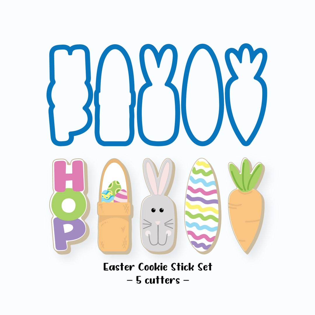 Easter Cookie Cutters Easter Cookie Stick Cutter Set Etsy